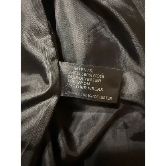 Giacca Pea Coat Wool Blend Womens Dark Gray Medium Double Breasted - Picture 5 of 7